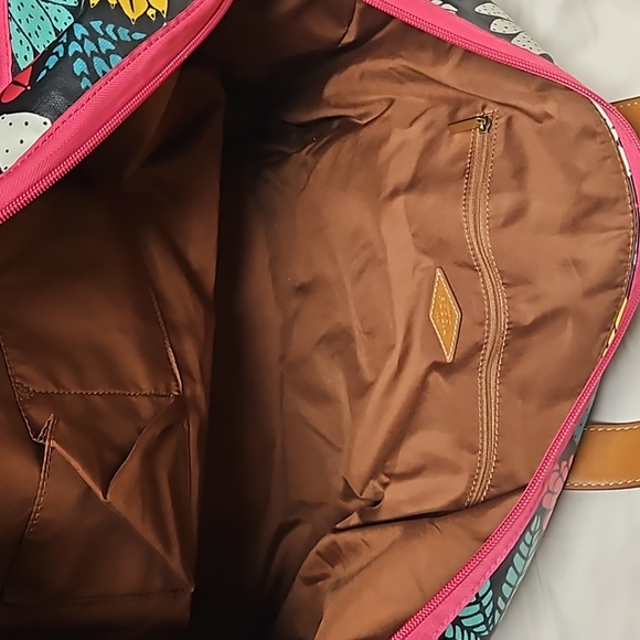 Fossil Eliza Weekender overnight travel bag / duffle  multicolored succulents - Picture 10 of 14